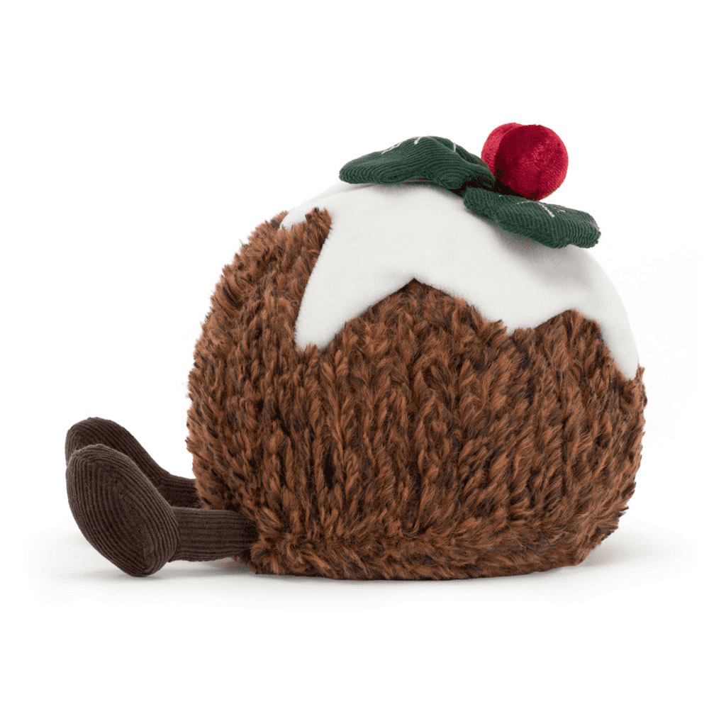 Peluche Noël Pudding sur fond blanc