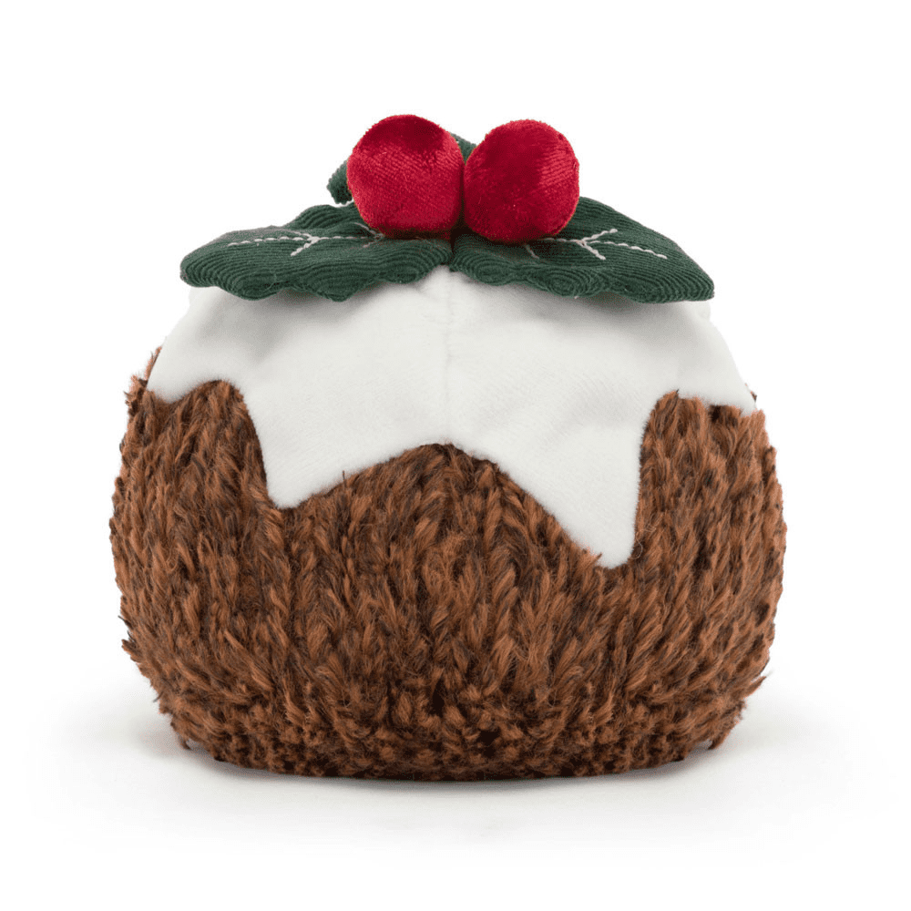 Peluche Noël Pudding sur fond blanc