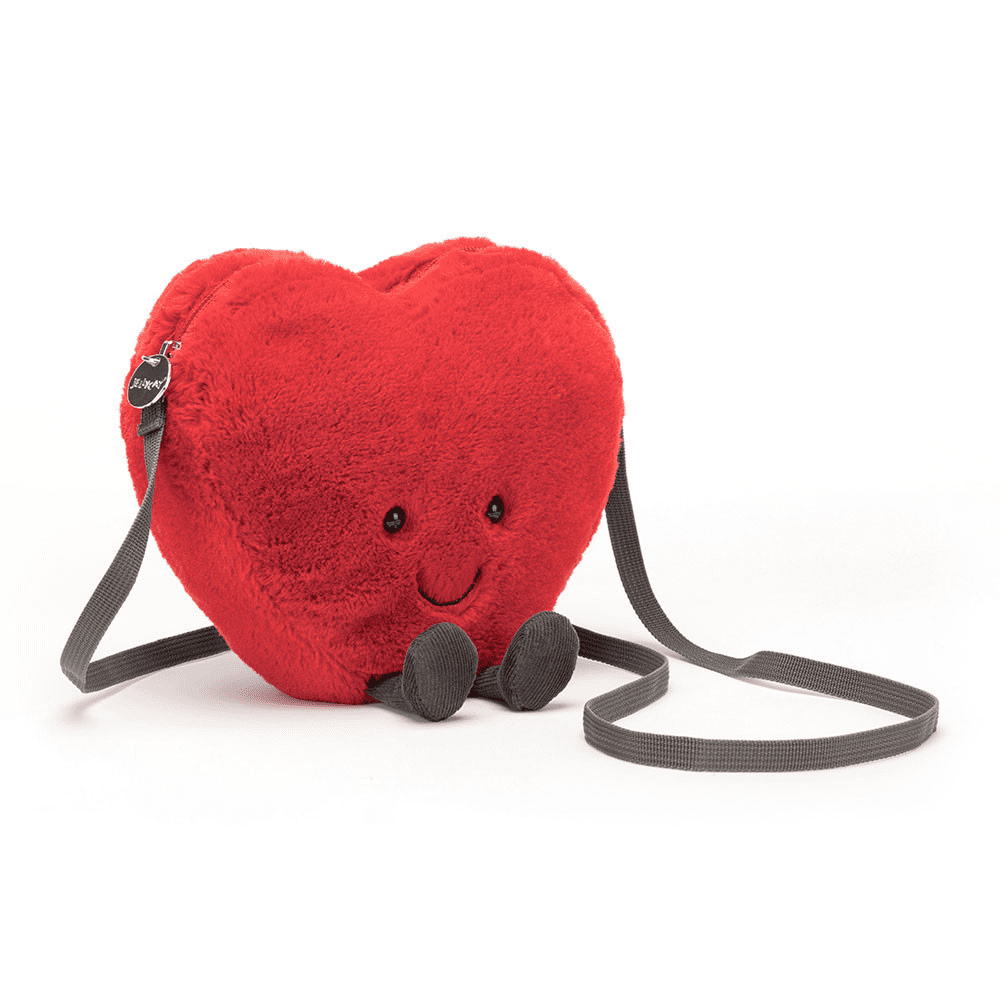 Sac Peluche Coeur Rouge sur fond blanc 