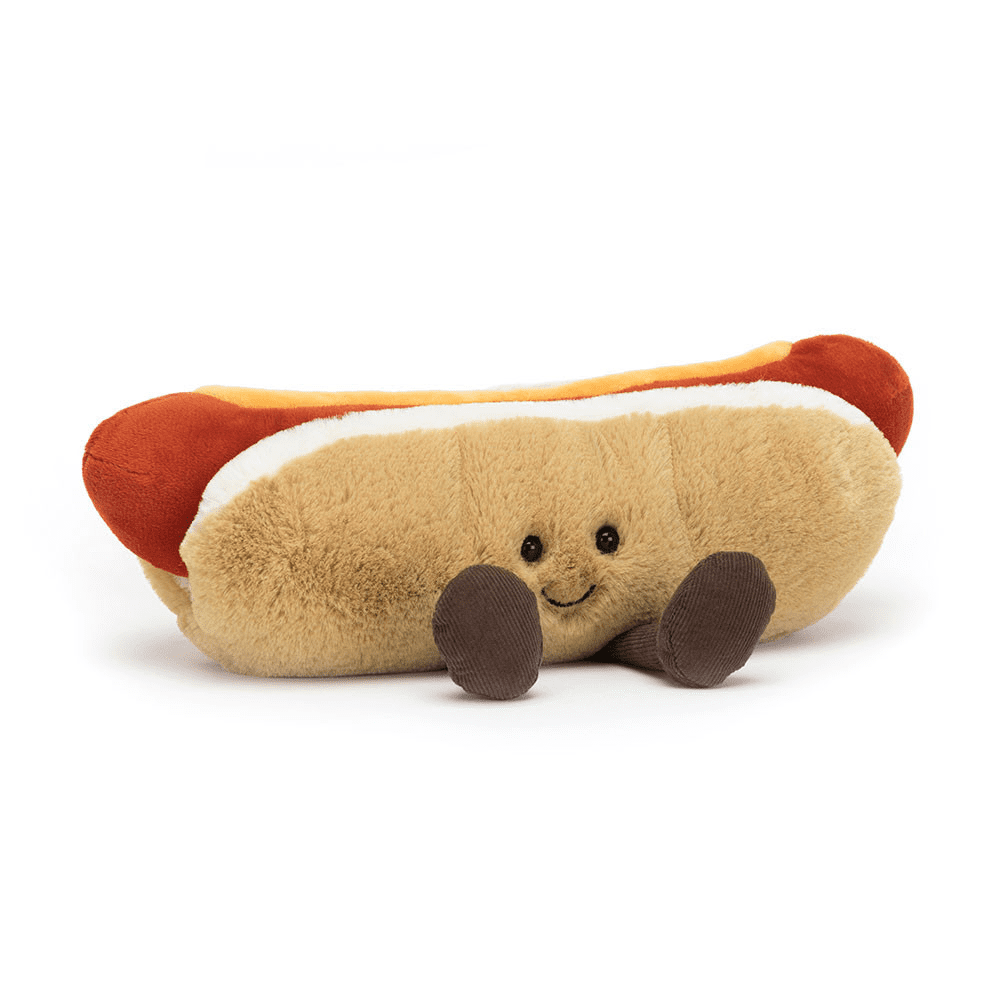 Peluche Hot Dog sur fond blanc 