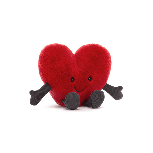 Peluche coeur rouge sur fond blanc 