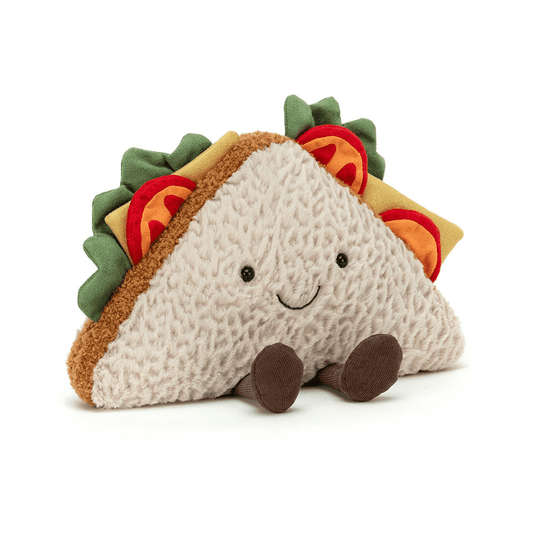 peluche en forme de sandwich de face sur fond blanc