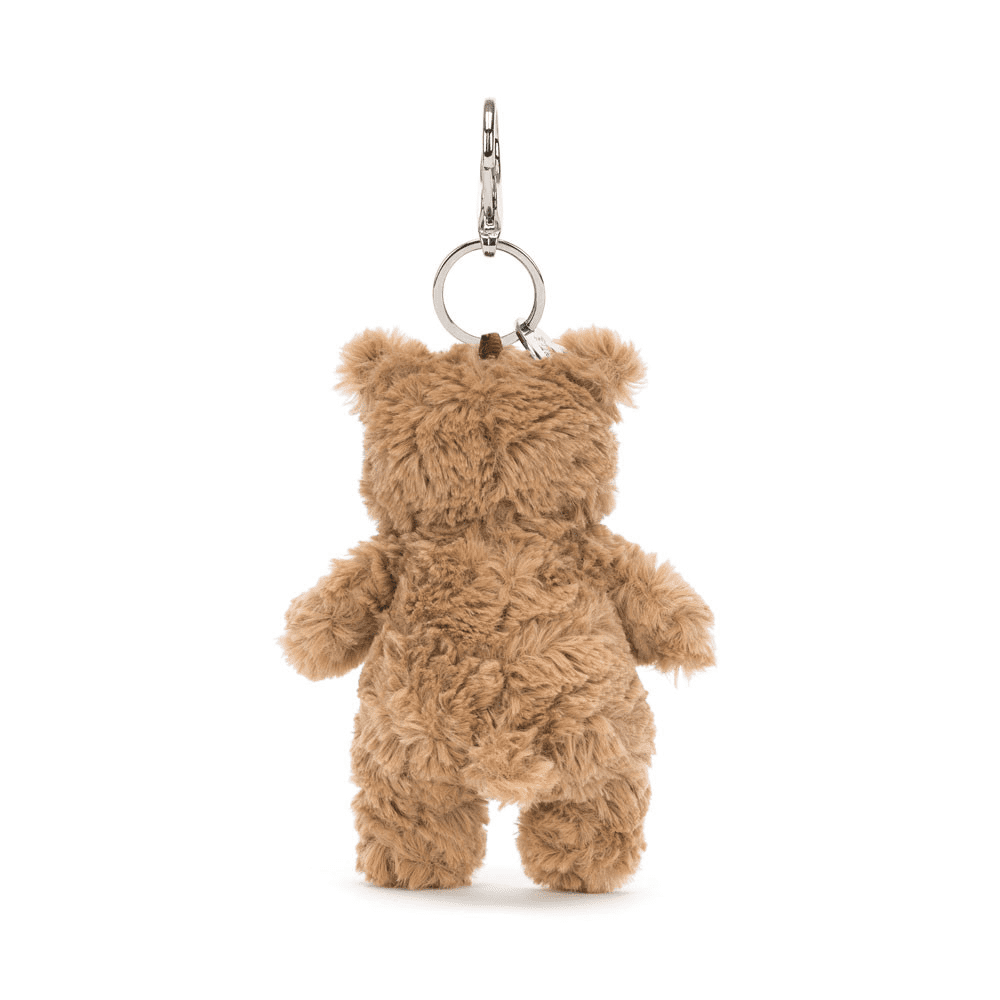 porte clé peluche ours brun de dos sur fond blanc 