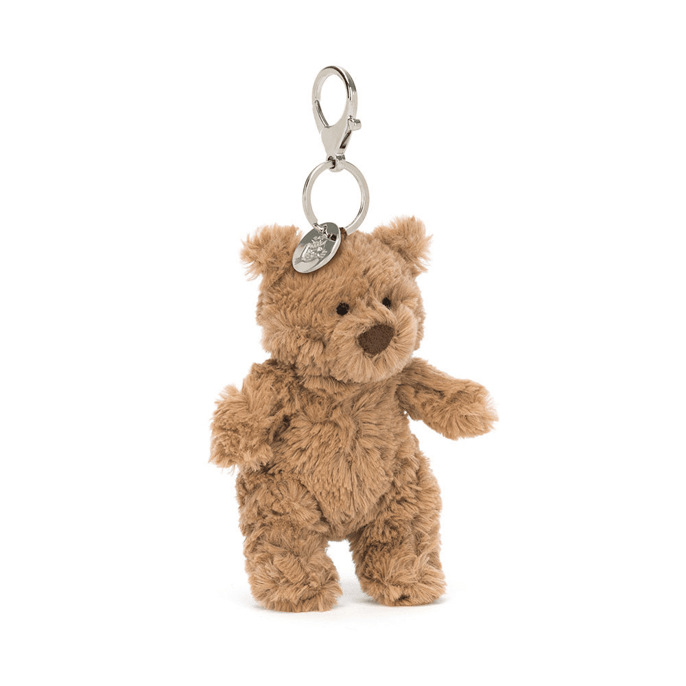 porte clé peluche ours brun de face sur fond blanc 