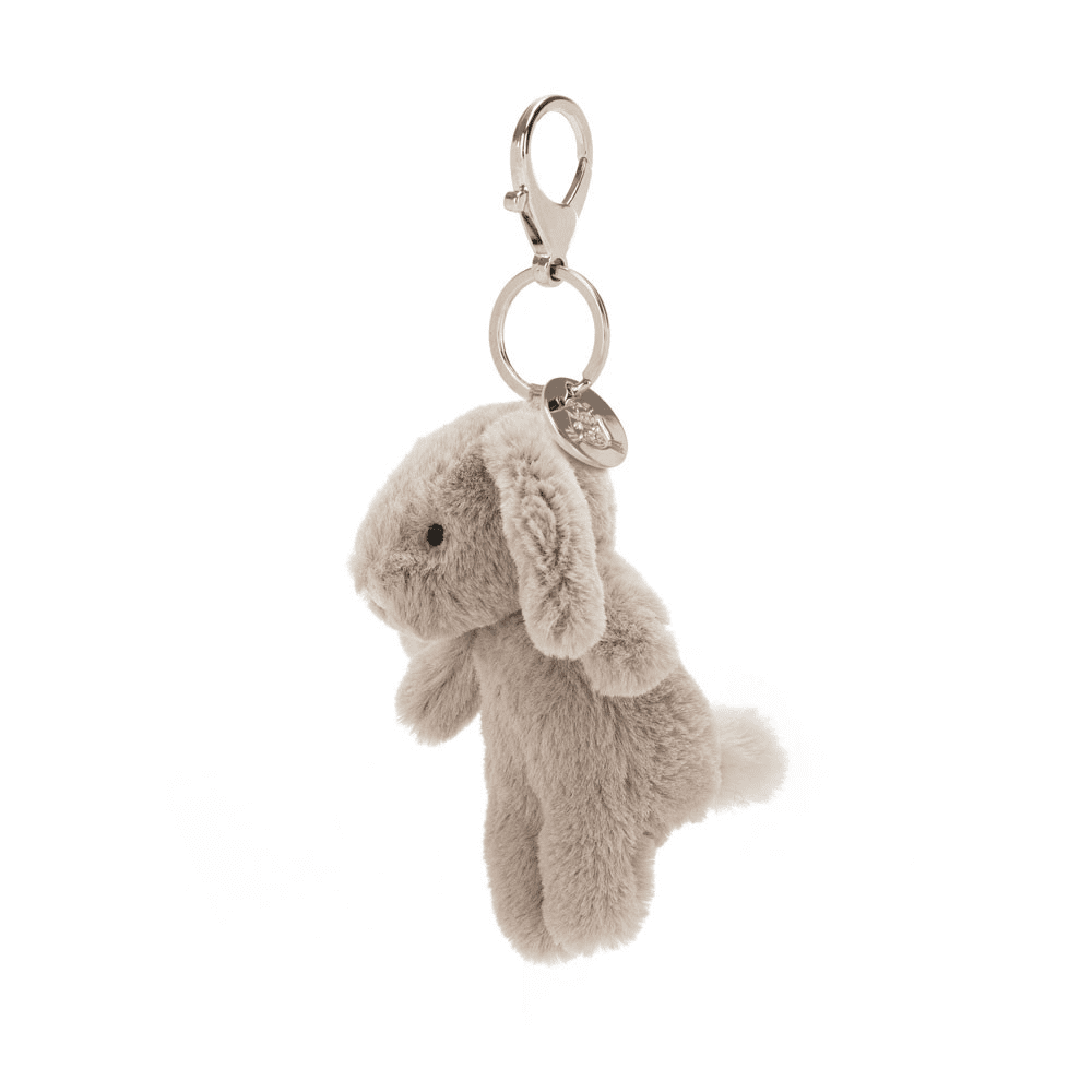 Porte Clé Peluche Lapin Beige sur fond blanc 