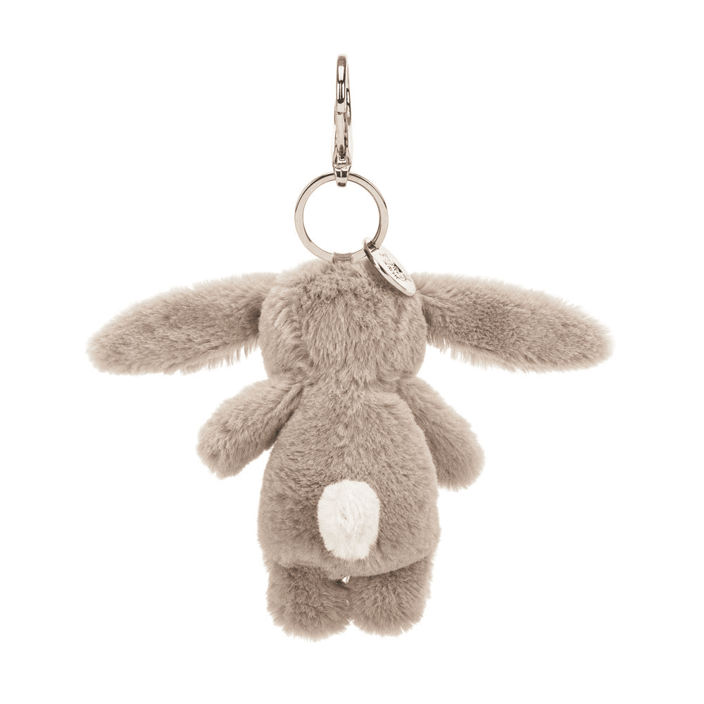 Porte Clé Peluche Lapin Beige sur fond blanc 