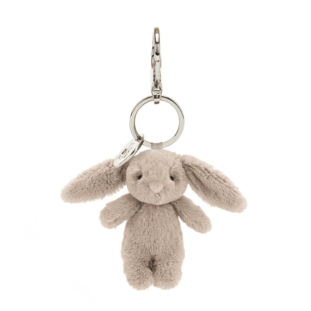 Porte Clé Peluche Lapin Beige sur fond blanc 