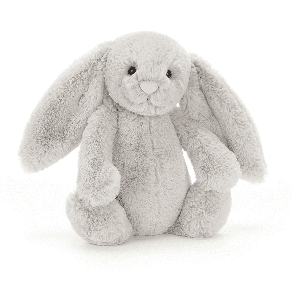 Peluche Lapin Argenté sur fond blanc 