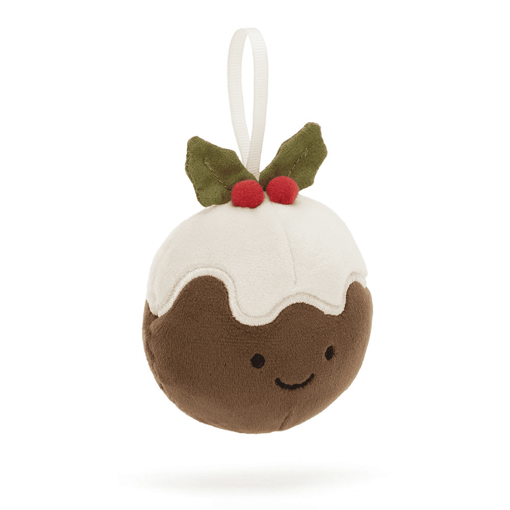 peluche pudding de noël de face sur fond blanc 