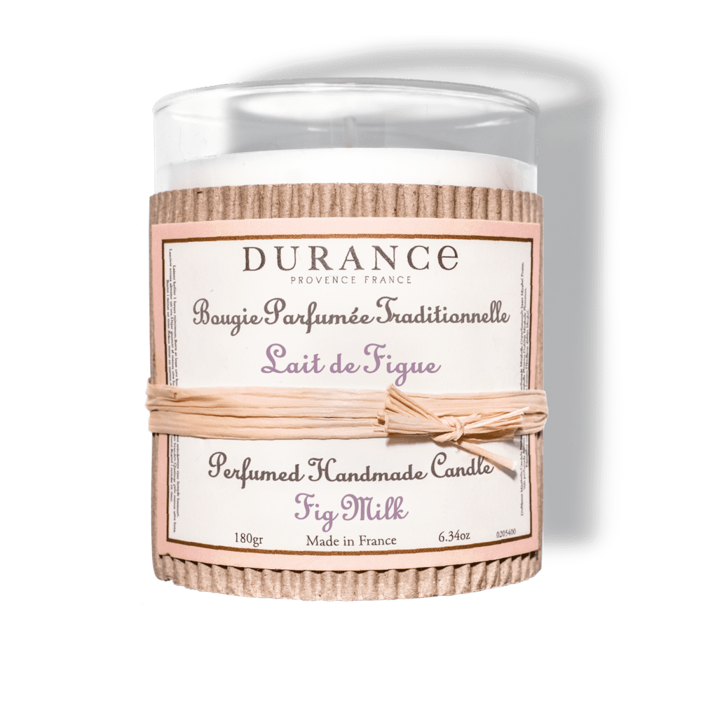 bougie artisanale Lait de figue sur fond blanc