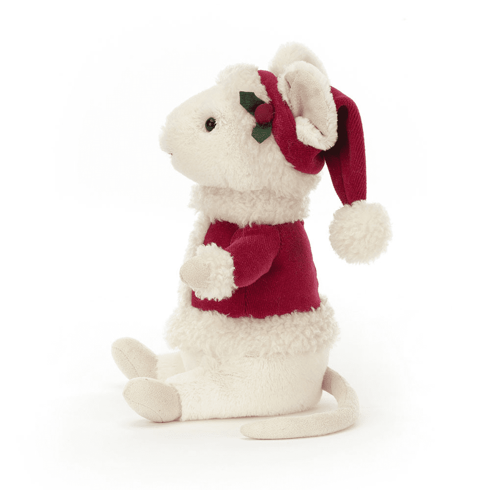 Peluche Souris De Noël sur fond blanc