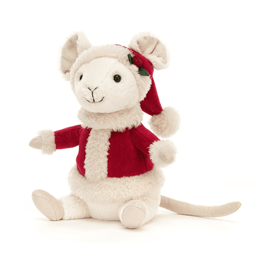 Peluche Souris De Noël sur fond blanc