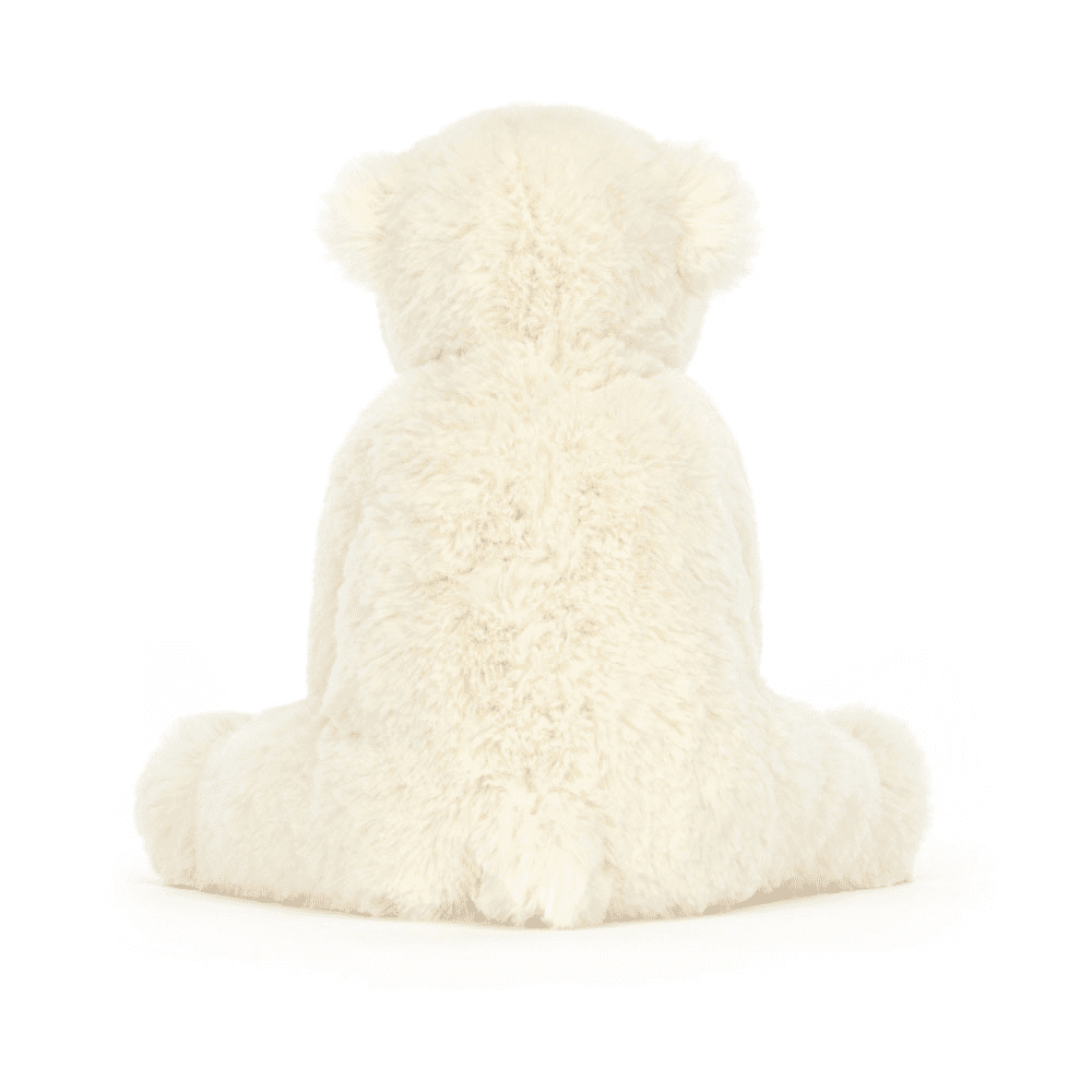 peluche ours polaire de dos sur fond blanc 