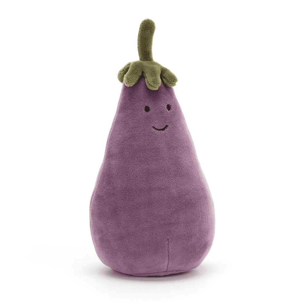 Peluche Aubergine sur fond blanc 