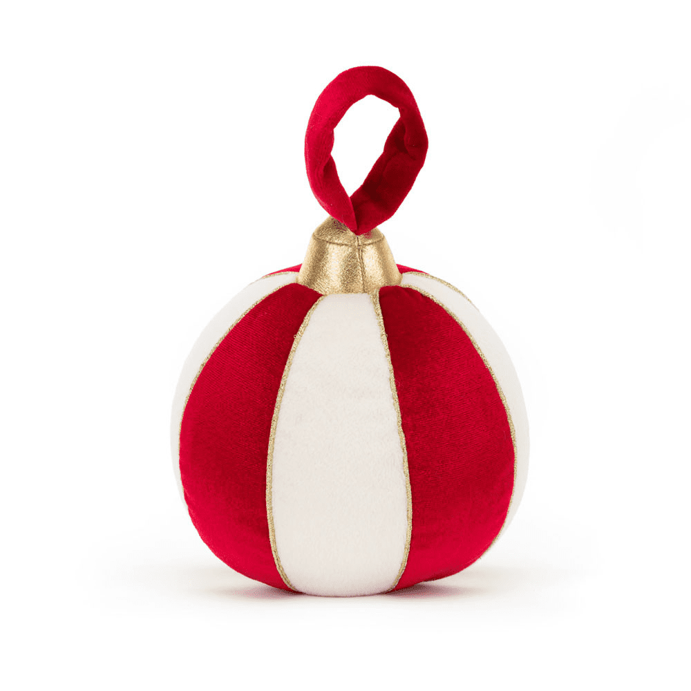 peluche boule de noël de dos sur fond blanc 