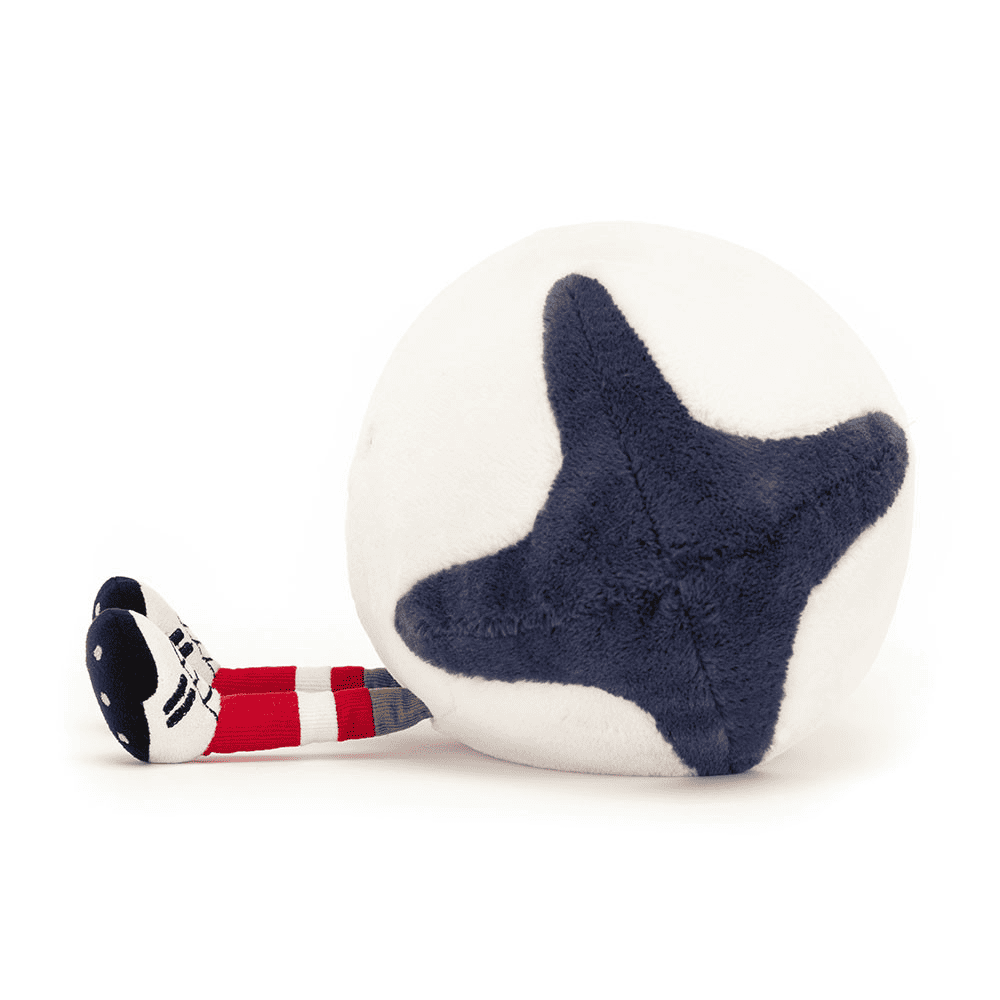 peluche ballon de rugby de coté sur fond blanc 