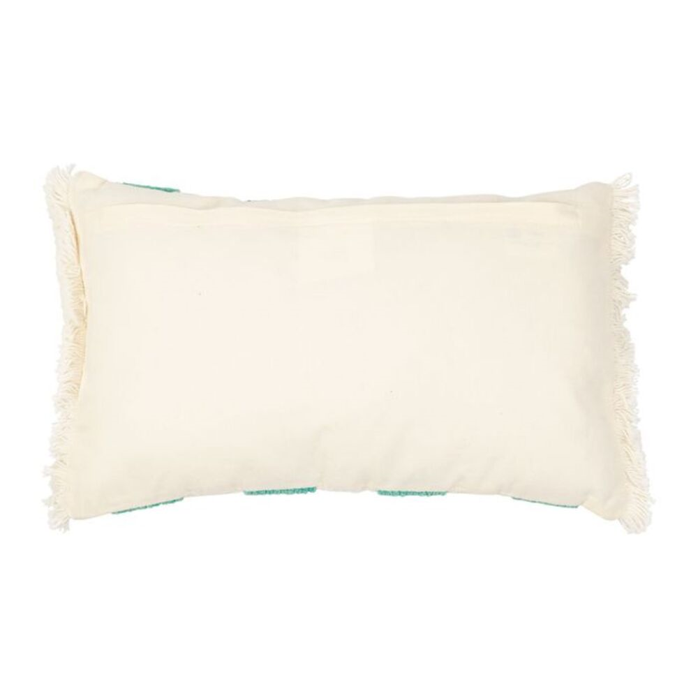 Coussin blanc & émeraude sur fond blanc 