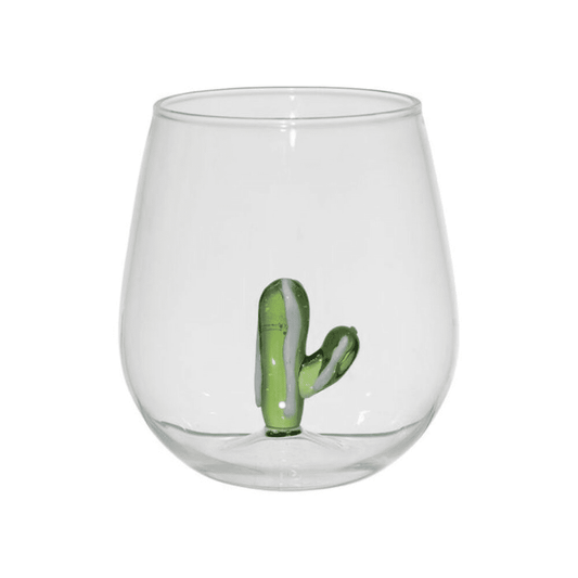 Gobelet avec un cactus vert & blanc dedans sur fond blanc