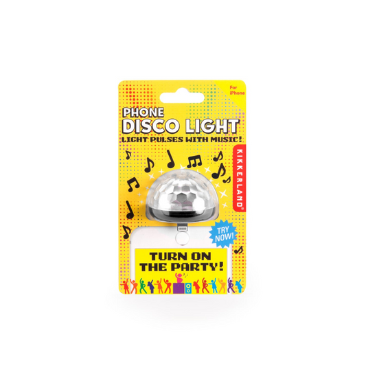 emballage iPhone disco light sur fond blanc