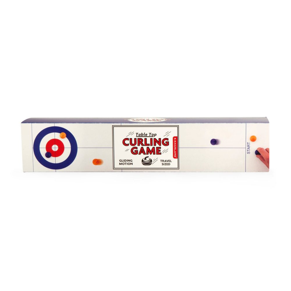 emballage jeu curling game sur fond bland