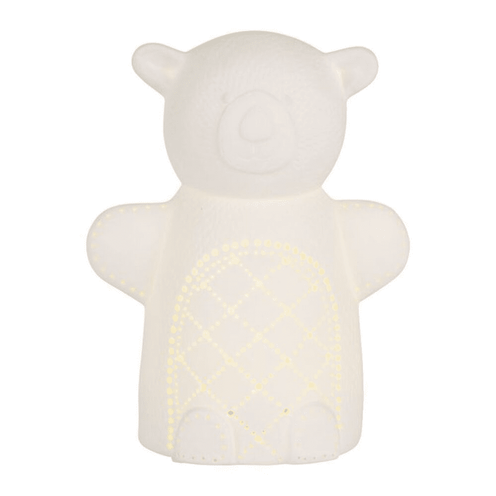 lampes en forme d'ourson blanc avec led sur fond blanc