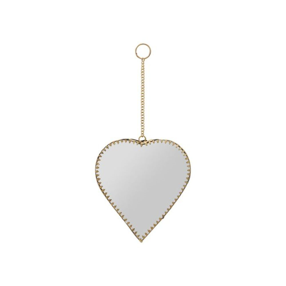 Miroir Suspendu Coeur Antique doré sur fond blanc 