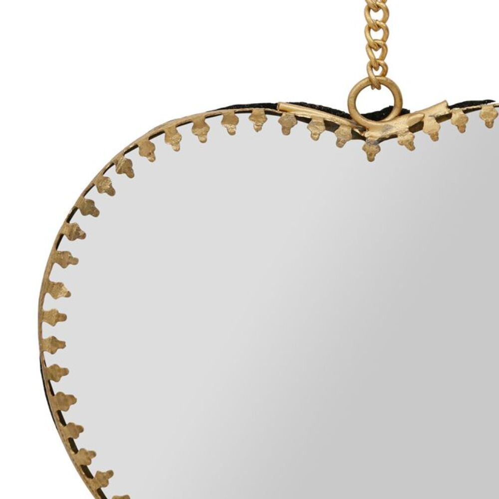 Miroir Suspendu Coeur Antique doré sur fond blanc 