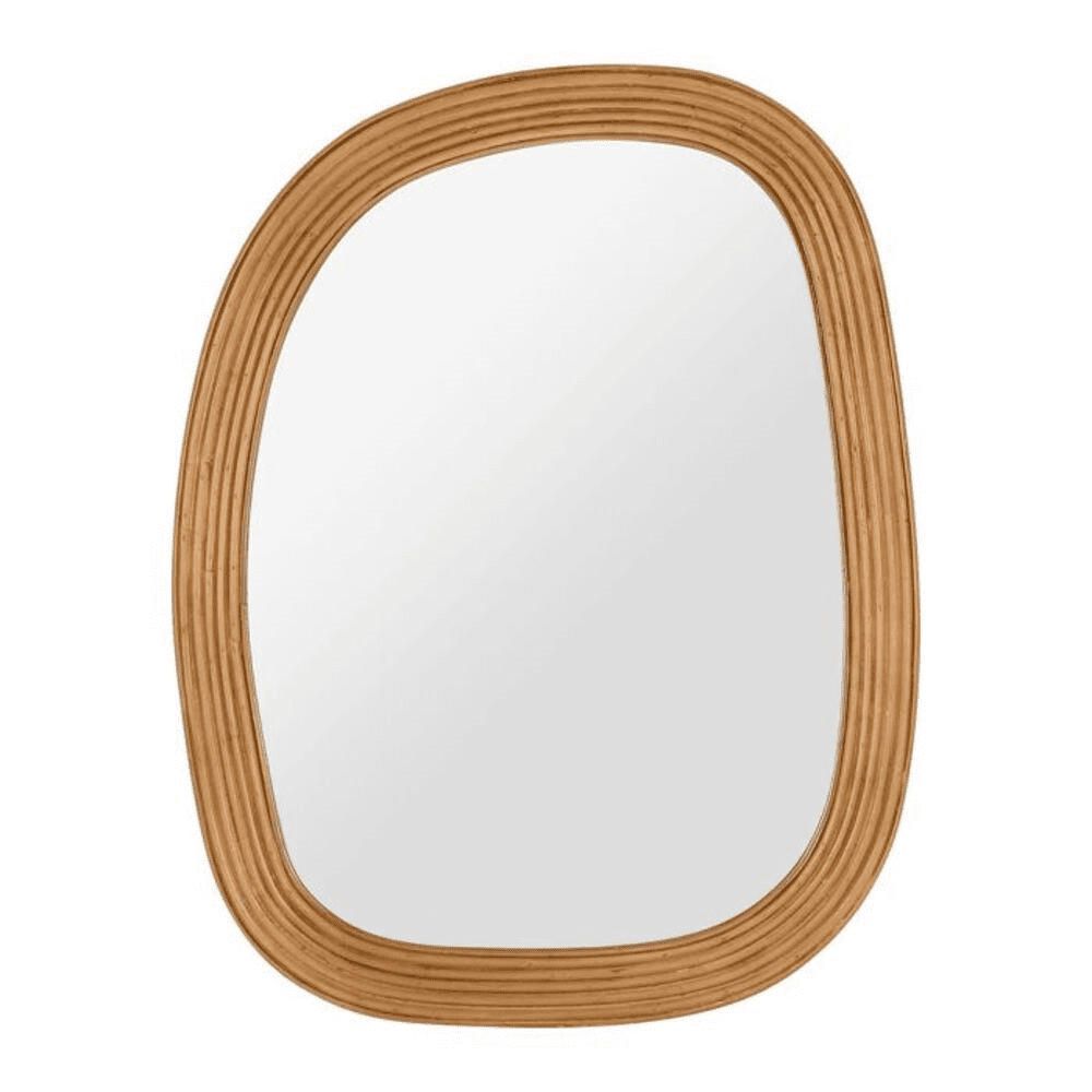 miroir ondulé naturel sur fond blanc