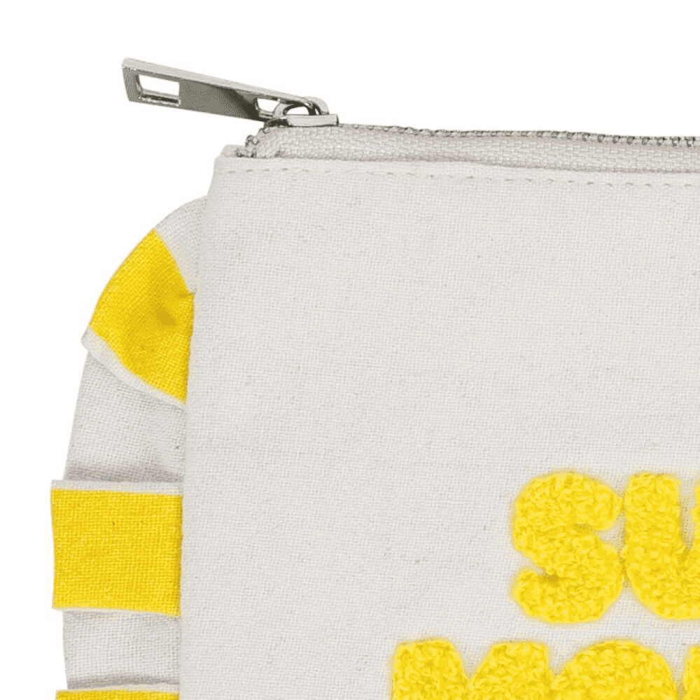 pochette blanche et jaune avec écrit " sunny morning " sur fond blanc