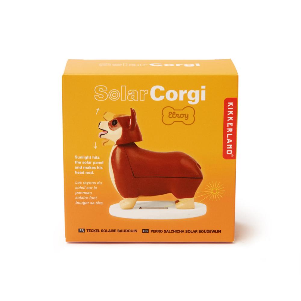 emballage figurine chien corgi sur fond blanc